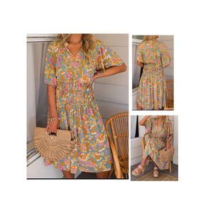 Boho Flutter Sleeve Dress sz L